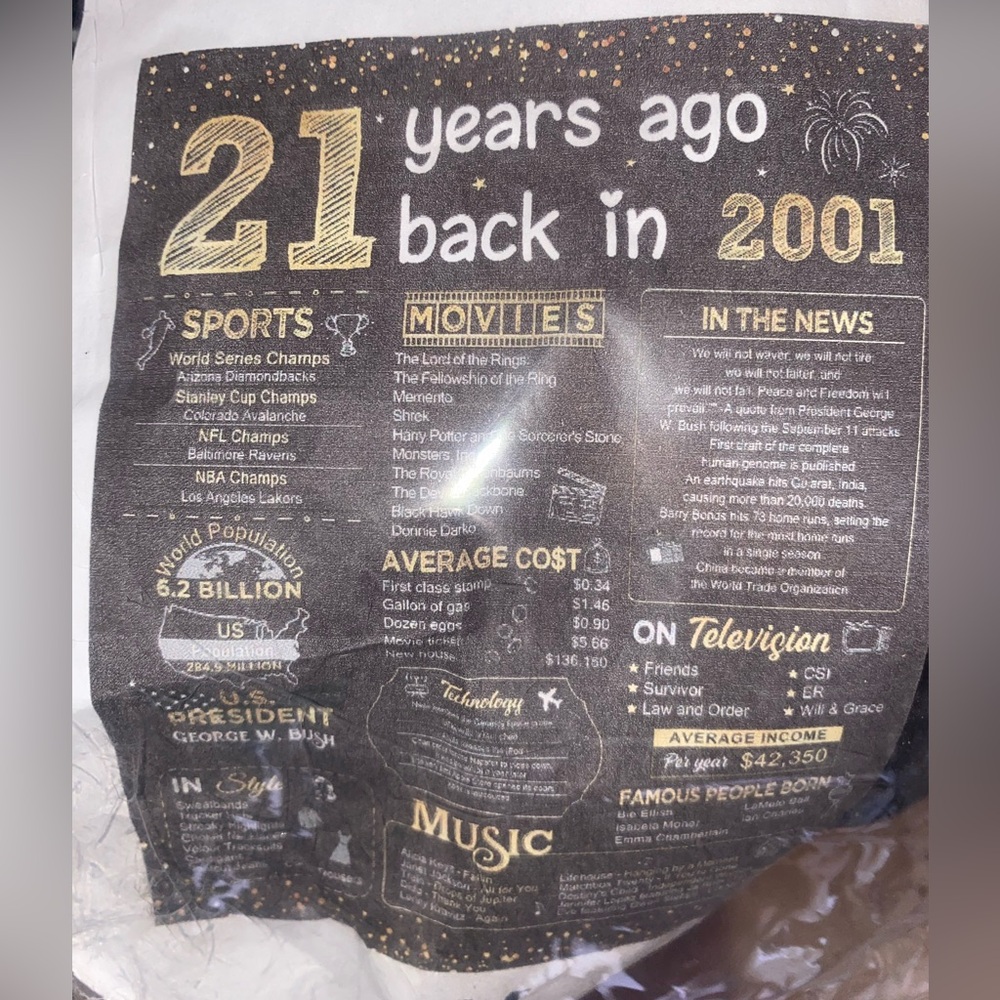 21 Years Ago Back in 2001 Plush Blanket Gift